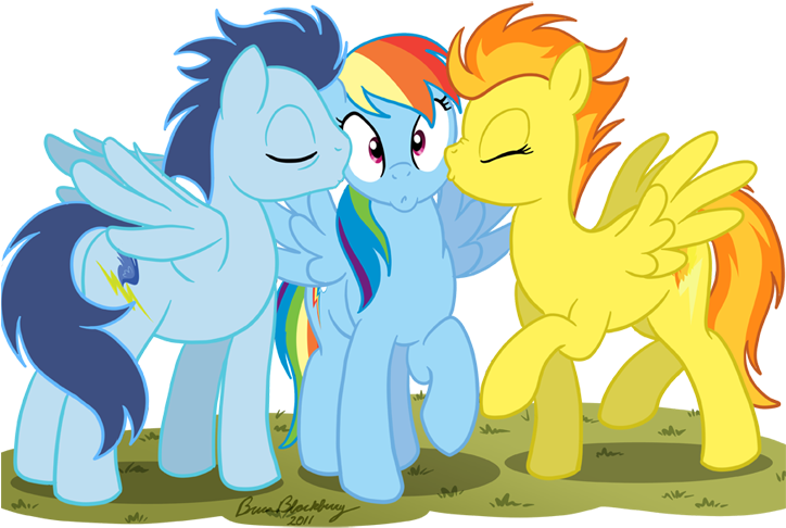My Little Pony Rainbow Dash And 2 Kisses By P0kep0lly - Spitfire Kiss Rainbow Dash (723x526)