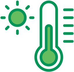 Water Drop Or Sun/cloud Icon, Thermometer, Water Droplet - Green Thermometer Icon Png (1000x257)
