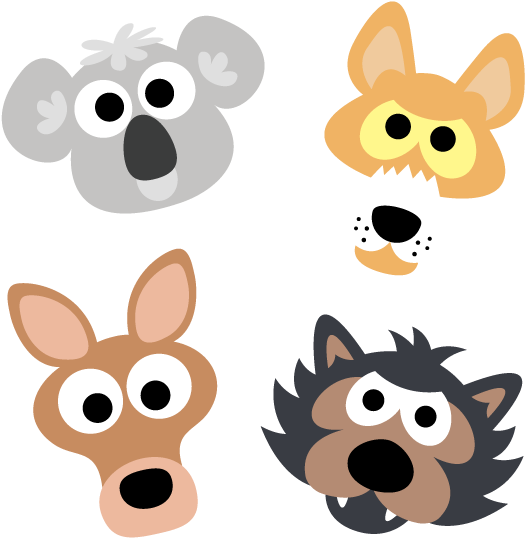 Printable Australian Animal Masks - Cartoon (595x595)