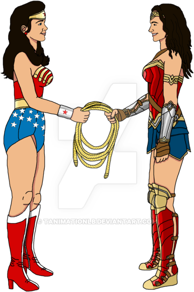 Lynda Carter Passes Lasso Of Truth To Gal Gadot By - Lynda Carter (400x608)