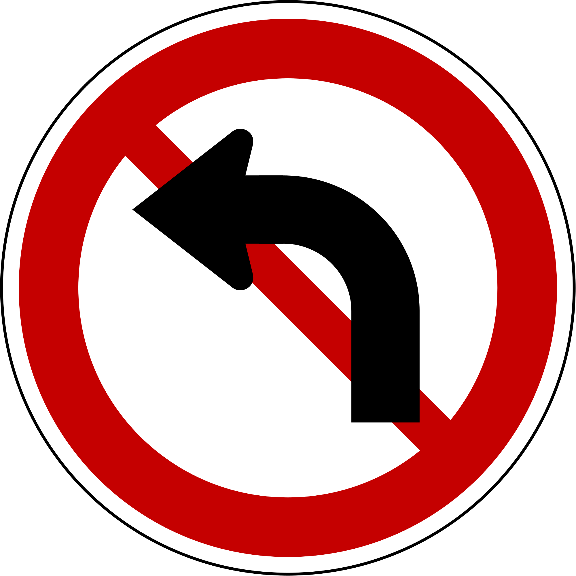 Open - No Left Turn Traffic Sign (2000x2000)