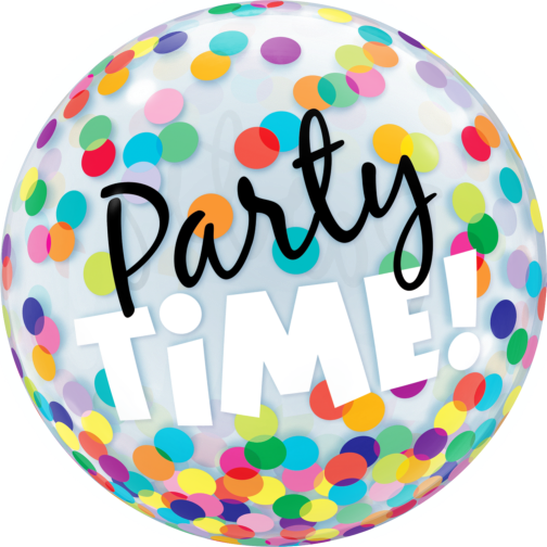 Party Time Dots Bubble Balloon 1pc - Party Time Bubble Balloon (504x504)