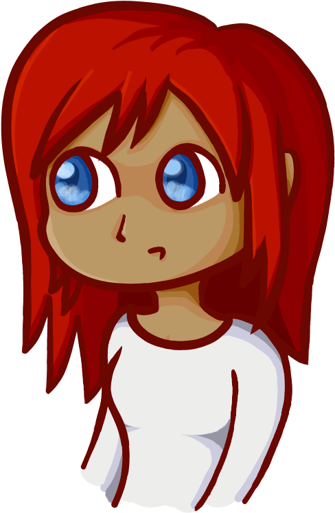 Girl With Red Hair And Blue Eyes By White-spark - Girl With Red Hair Cartoon (596x804)