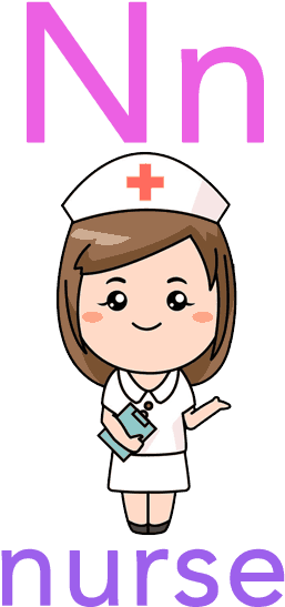 Baby Abc Flashcard - Nurse Cartoon (400x600)