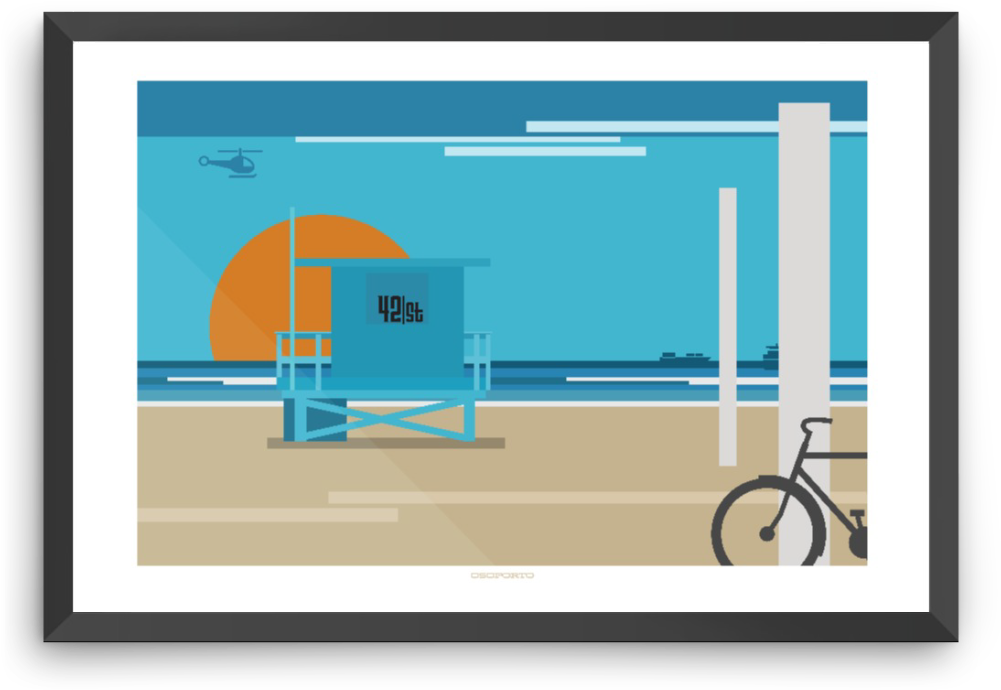 Art Print California Lifeguard Tower Modern Minimal - Lifeguard Tower (1000x1000)