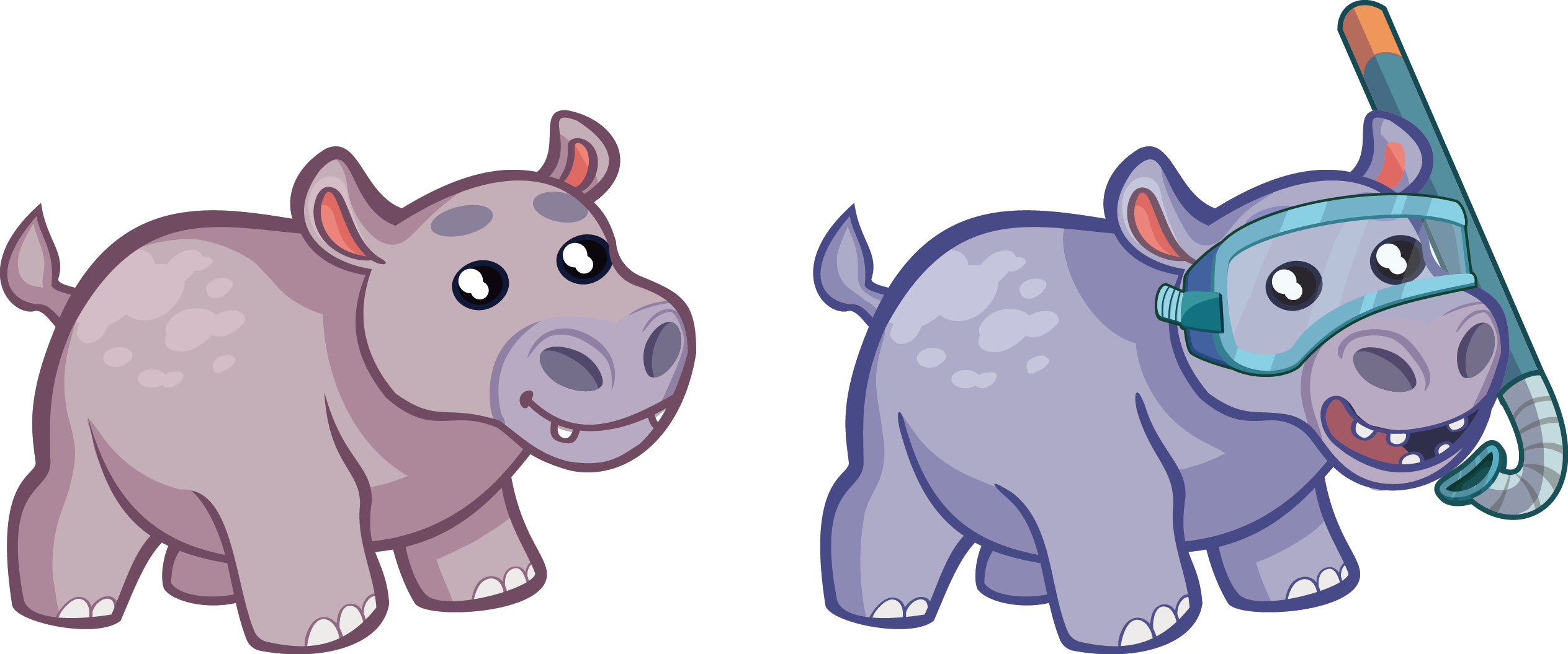 Hippopotamus Drawing - Drawing (2527x1055)