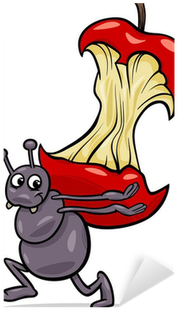 Ant With Apple Core Cartoon Illustration Sticker • - Ant Eats Clipart (400x400)