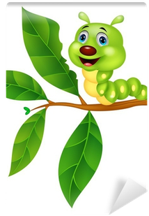 Cute Caterpillar Cartoon Eating Leaf Wall Mural • Pixers® - Cartoon Caterpillar (400x400)