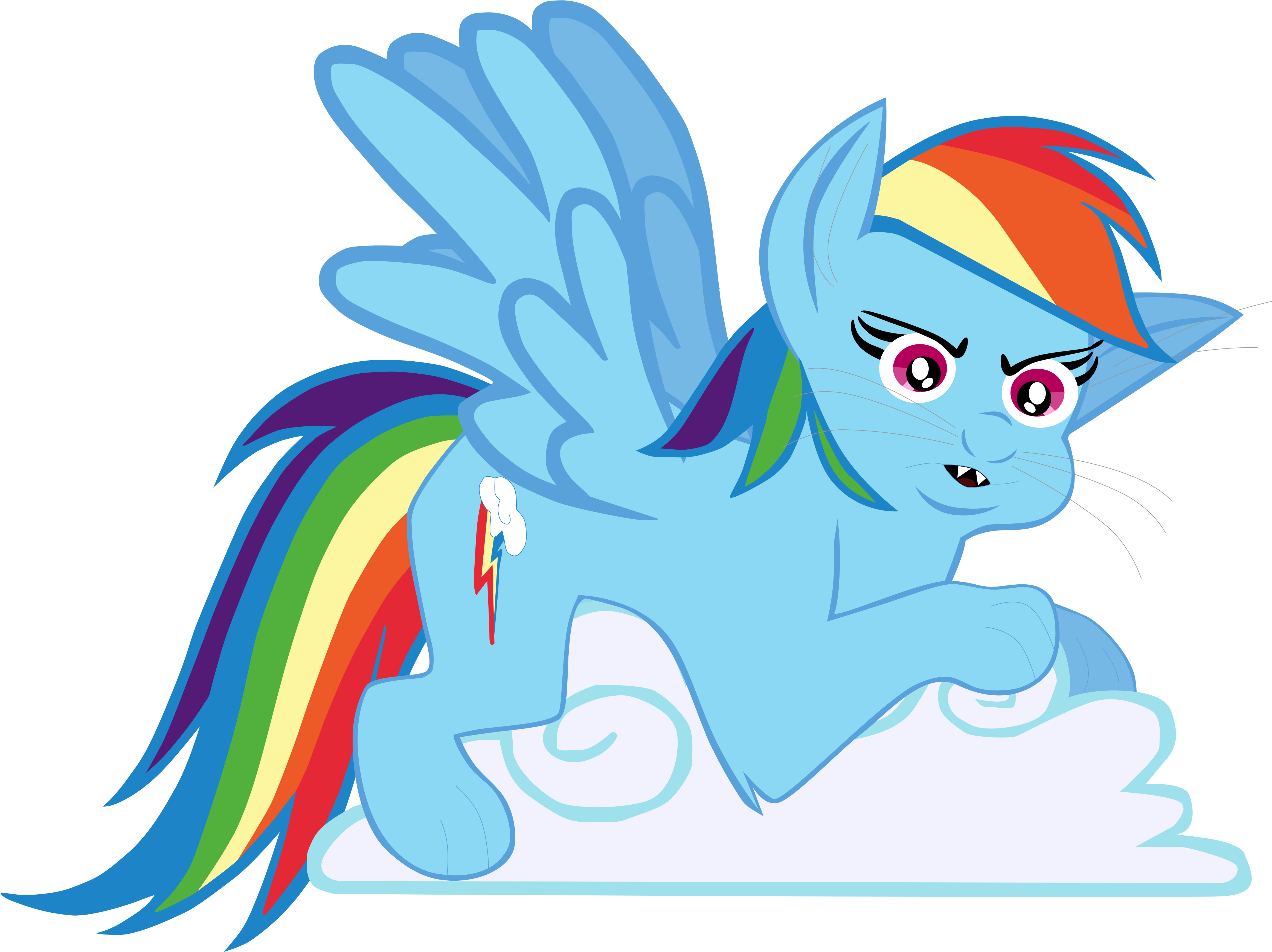 Flutterflyraptor Rainbow Dash, As A Flying Cat - Mlp Rainbow Dash Base Flying (4714x3530)