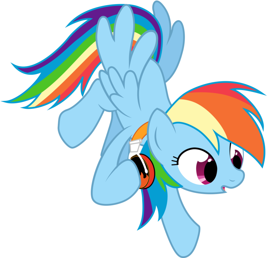 Rainbow Dash's Flaming Headphones By Cubonator - Mlp Rainbow Dash With Headphones (933x857)
