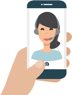 Hubungi Call Center Agent Kami Melalui Video Call - Cartoon (328x433)
