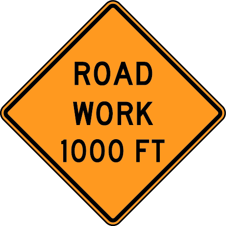 Men At Work Road Work Ahead Lane Closed Ahead Sign - Road Work Ahead Sign (461x461)