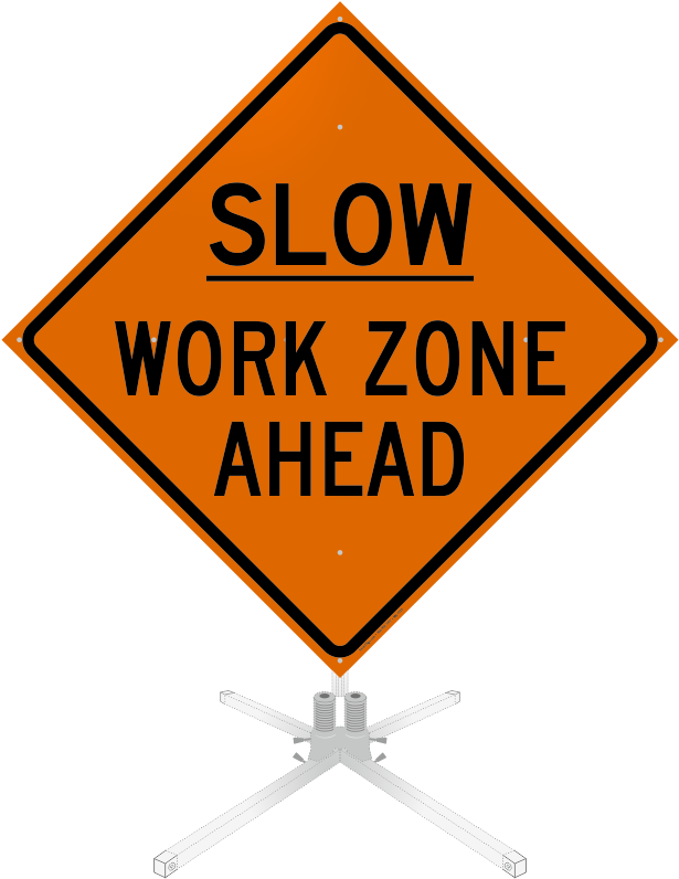 Slow Work Zone Ahead Roll-up Sign - National Marker Tm214k Speed Bump Ahead, 24x24, .080 (628x800)