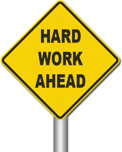 Hard Work Ahead - Two Way Traffic Ahead Sign (393x487)