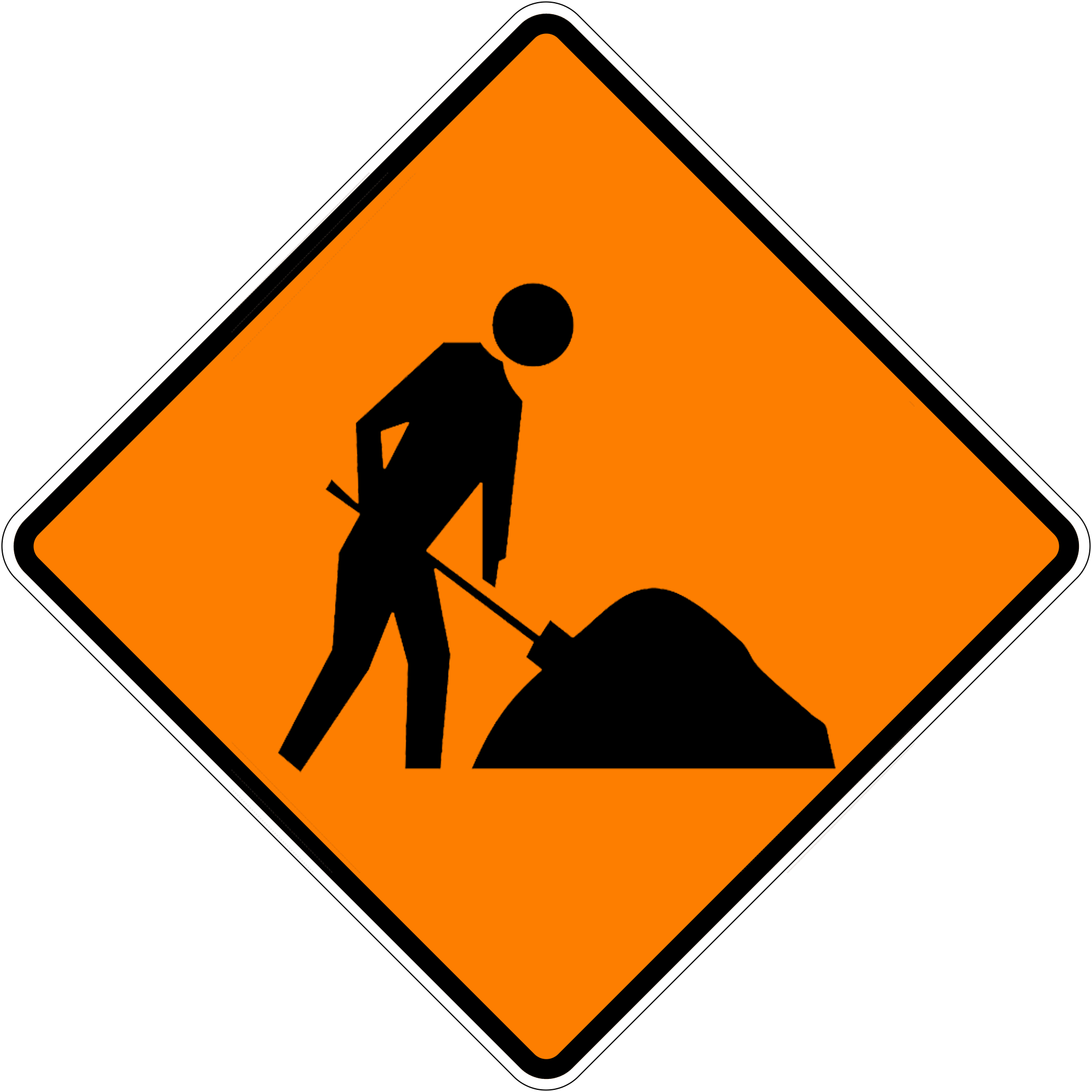 Road Works Ahead Pw03 2 01 - Construction Sign No Background (2000x2000)