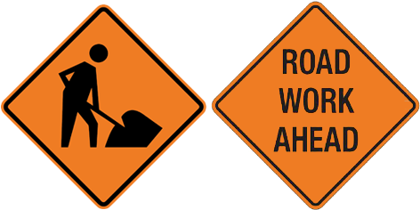 25 Years Of Experience - Road Work Ahead Sign (600x520)
