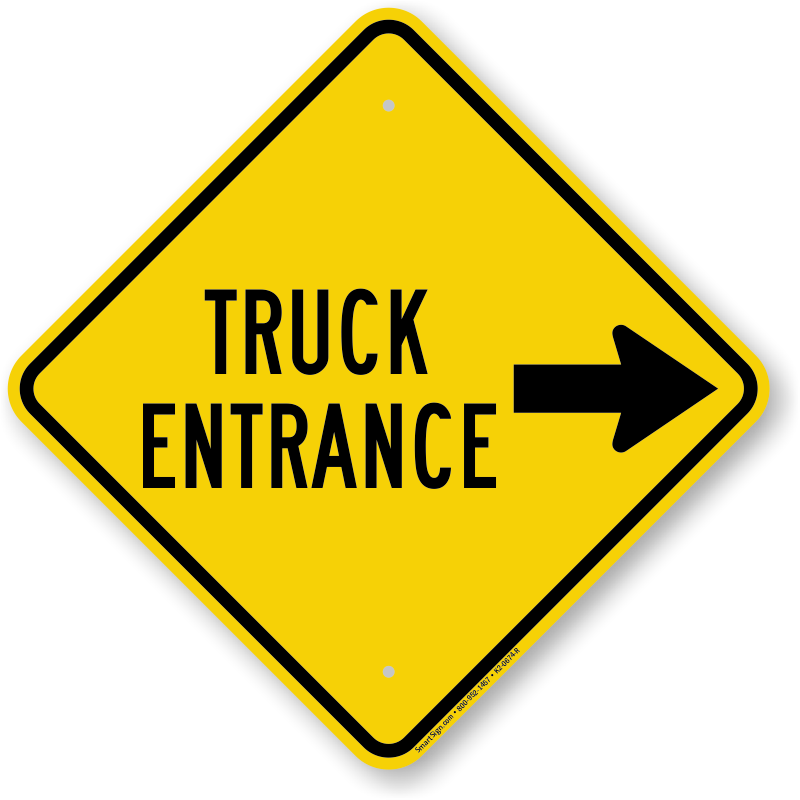 Truck Entrance On Right Diamond-shaped Traffic Sign - Soft Shoulder Road Sign (800x800)