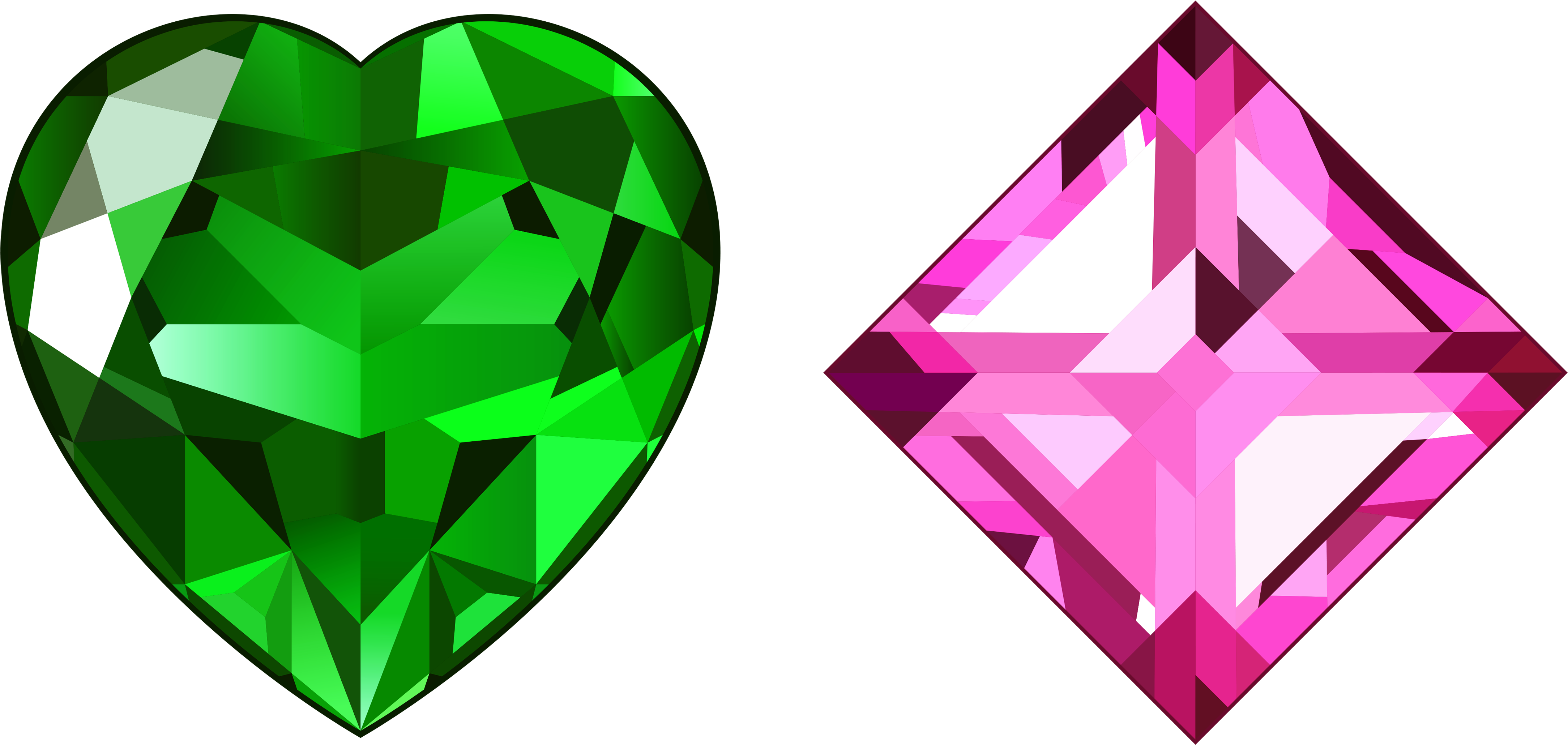 Transparent Green And Pink Diamonds Png Clipart - Green And Pink Diamond (4488x2216)