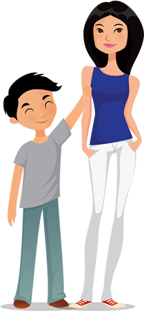 Illustration Of Younger Brother And Older Sister - Cartoon (400x450)