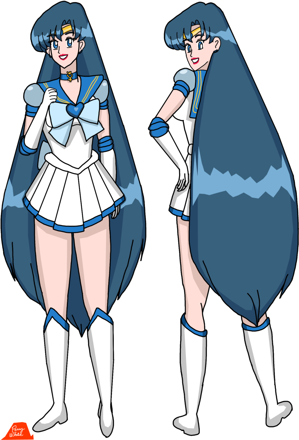 Future Sailor Mercury By Perrywhite Future Sailor Mercury - Sailor Mercury Long Hair (1024x1467)