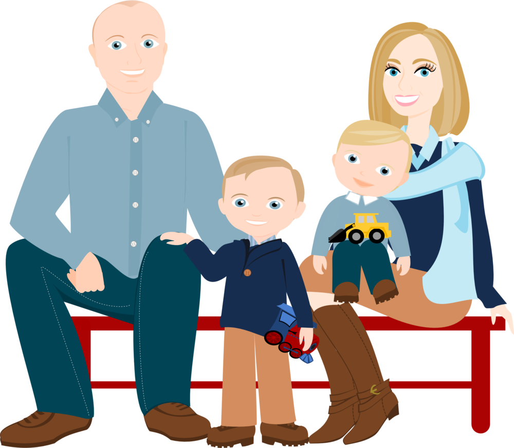 3 To 5 People Cartoon Family Drawing ~ Custom Illustration - Family Png Cartoon (1000x872)