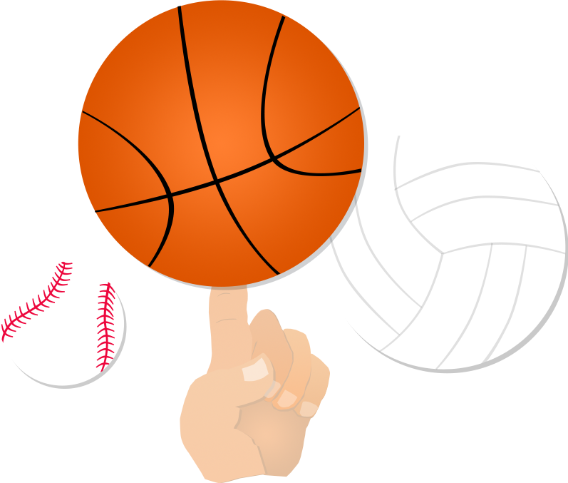 Hand Balancing A Basketball On One Finger With A Volleyball - Volleyball Softball Basketball Clipart (797x677)