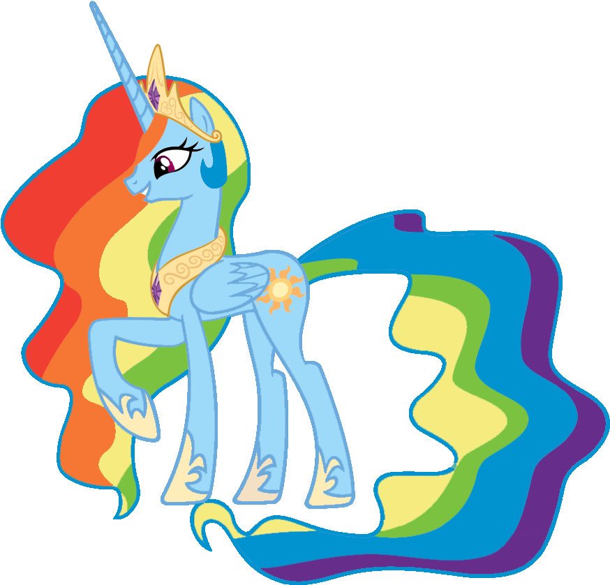 Blah23z, Pony, Princess Celestia, Race Swap, Rainbowcorn, - Rainbow Dash As Princess Celestia (900x855)