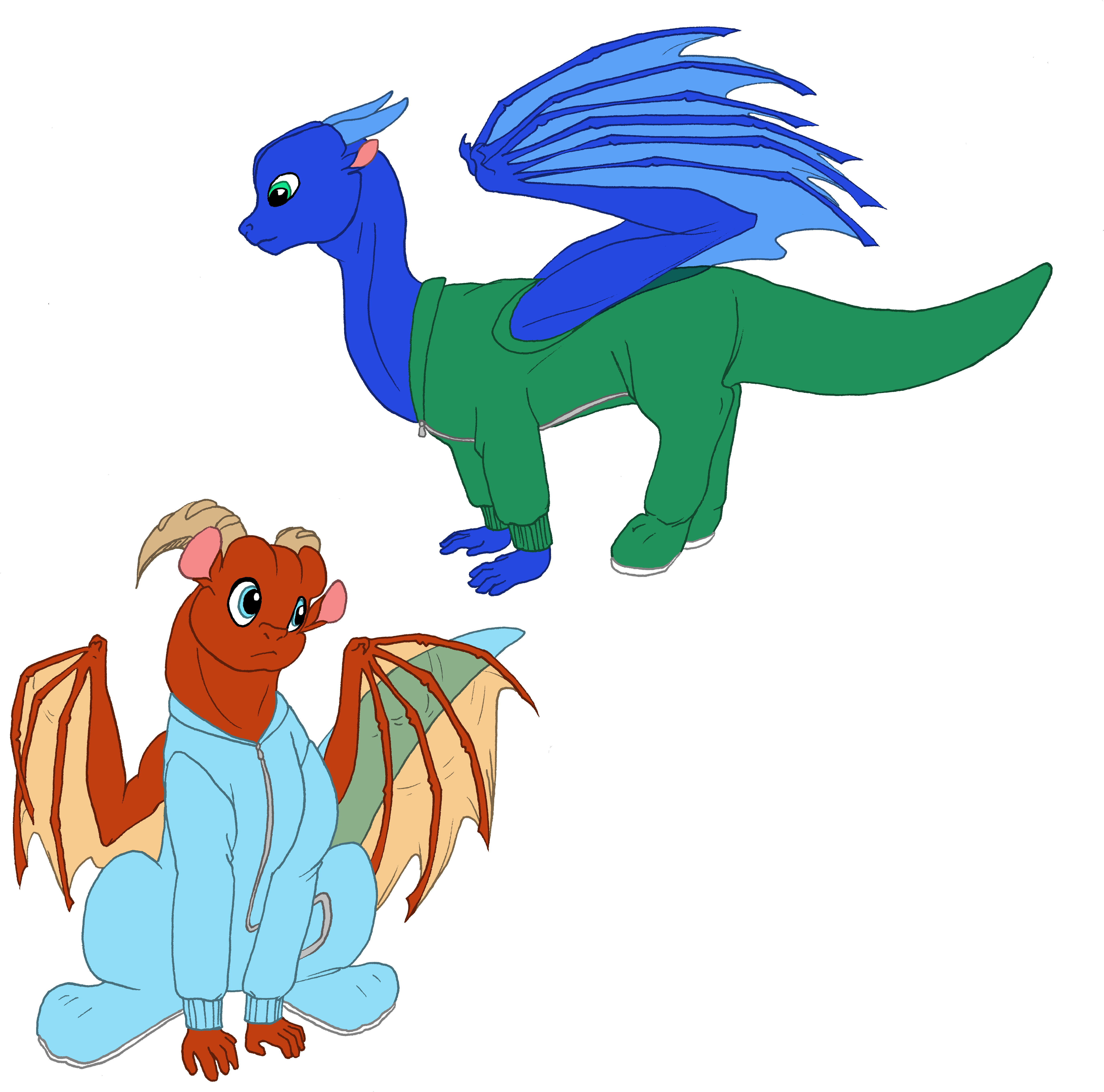 Two Dragons In Pajamas By Avionscreator Two Dragons - Cartoon (5560x5592)
