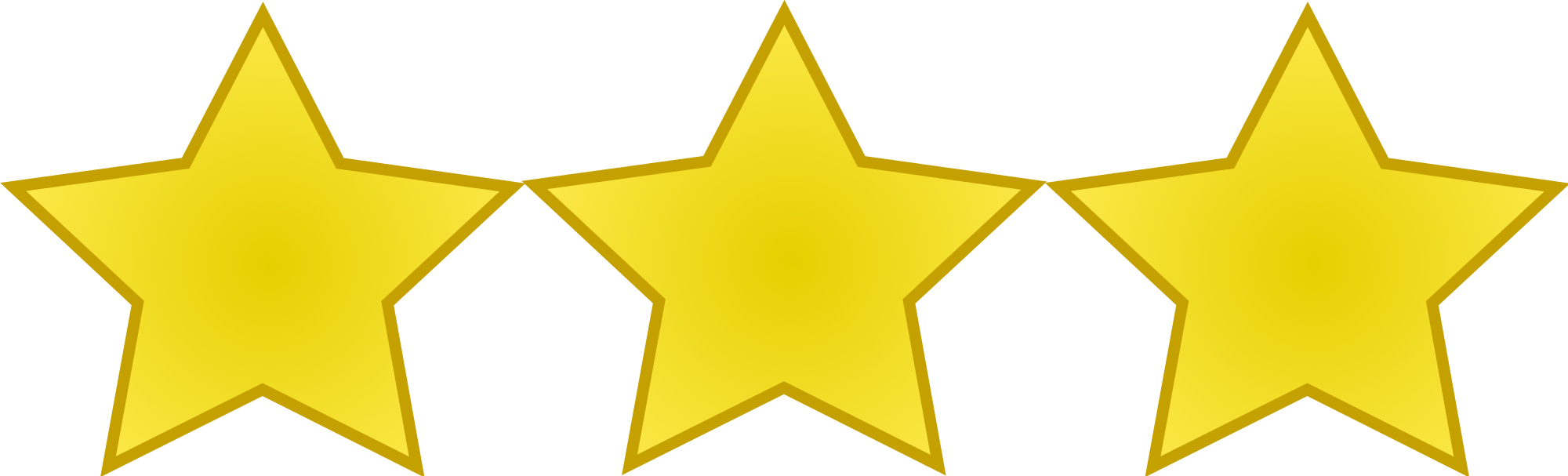 Gold Stars Clipart 14, - 3 Stars Png (2000x607)