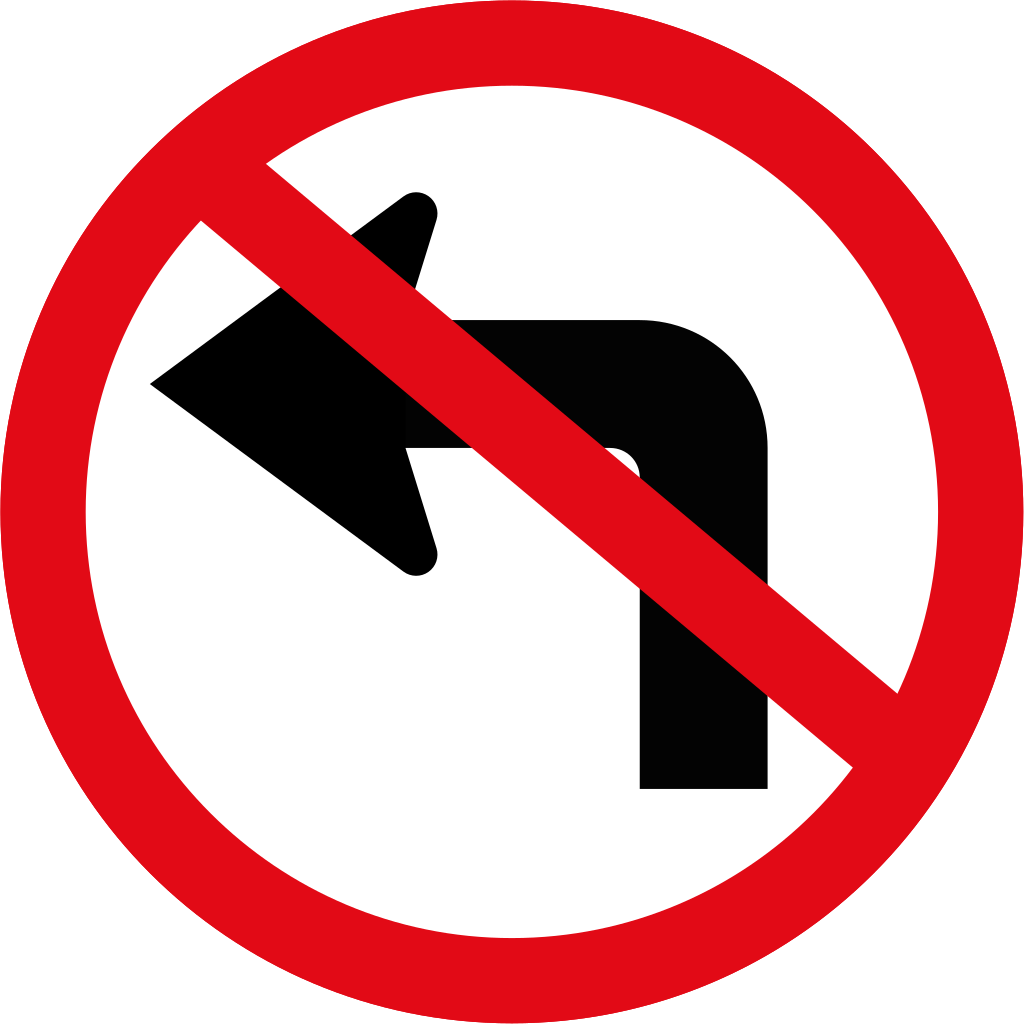 Sadc Road Sign R209 - Turn Prohibition Sign Png (1024x1024)