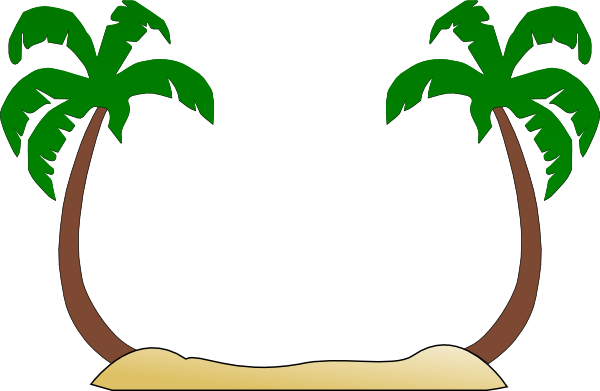 Beach Clip Art - Palm Trees Clipart Black And White (600x391)
