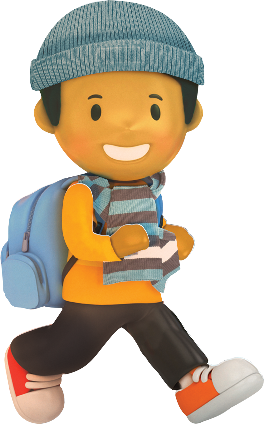 Winter Walk To School Character Boy 2 - Portable Network Graphics (1022x1722)