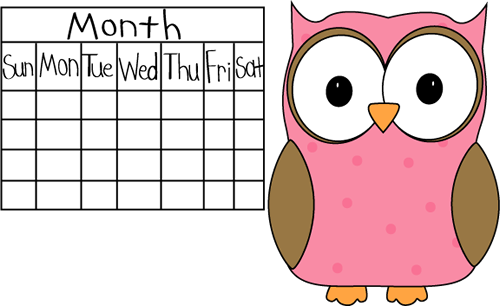 Classroom Job Clip Art - Owl Calendar Clipart (500x306)