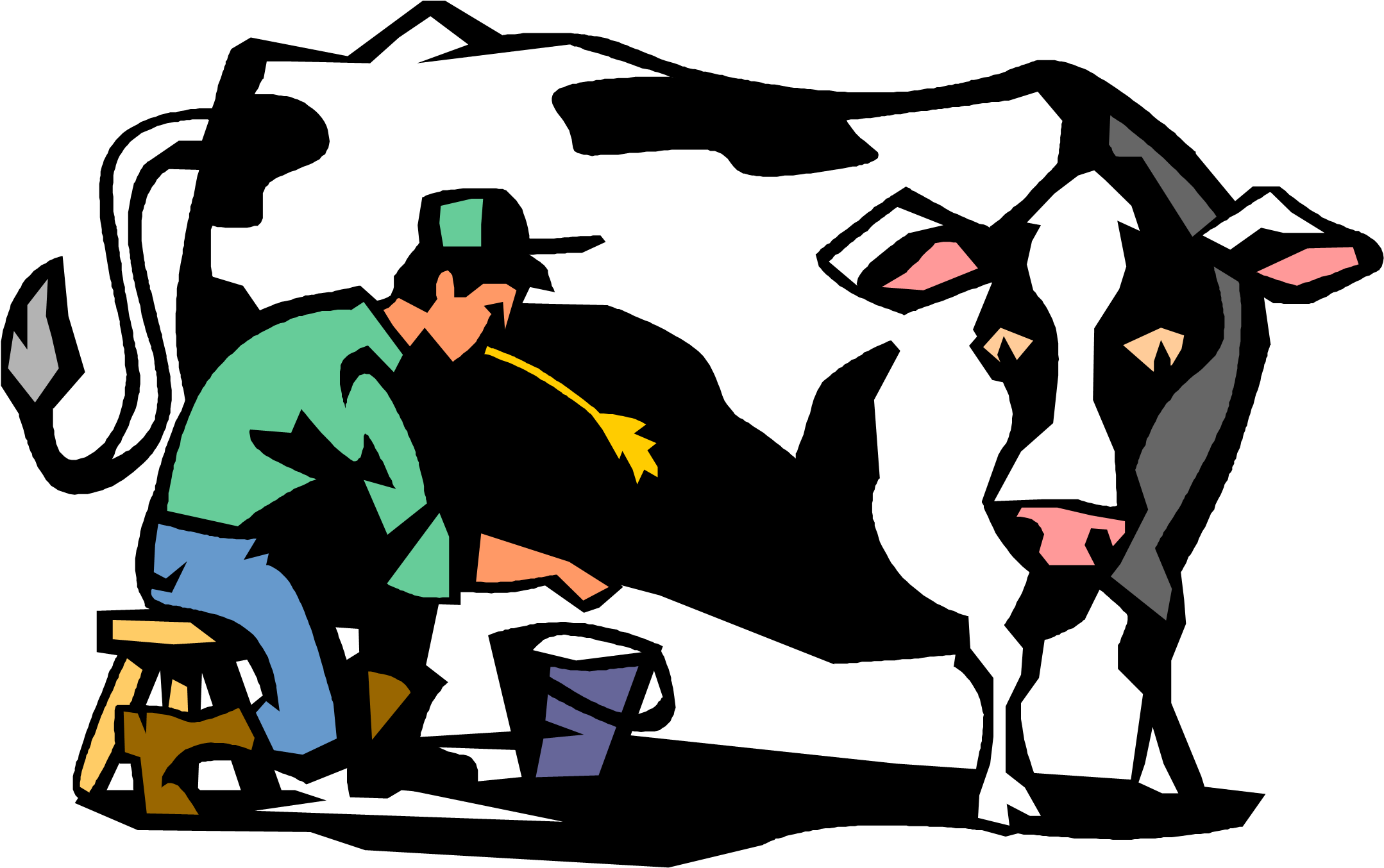 Cow - Milking A Cow Cartoon (2169x1381)