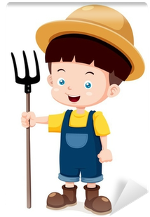 Illustration Of Cartoon Young Farmer Wall Mural • Pixers® - Little Farmer Cartoon (400x400)