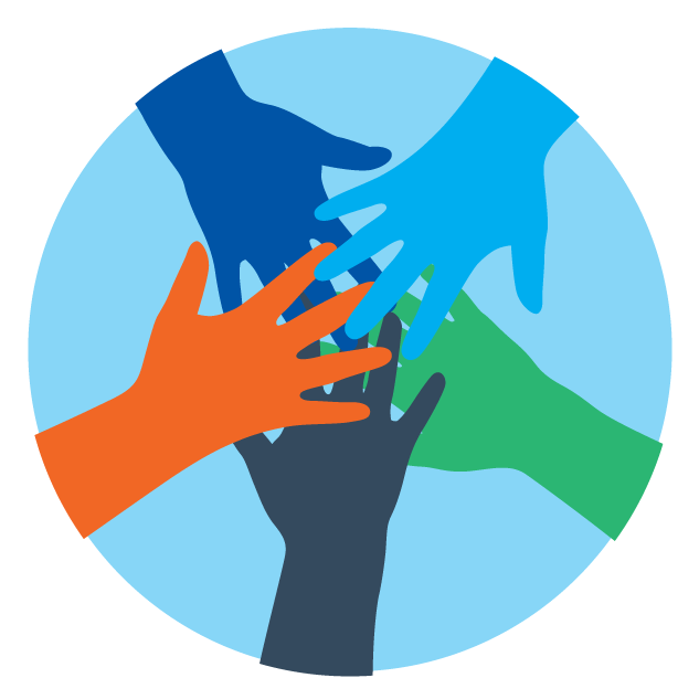 Circular Icon Depicting Several Hands Held Together - Make A Difference Icon (640x640)