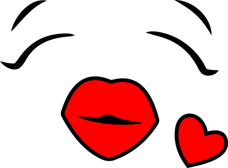 Female Heart Love Kiss Smiley Face Emoji E - Heart Smiley Face Clipart (461x340)