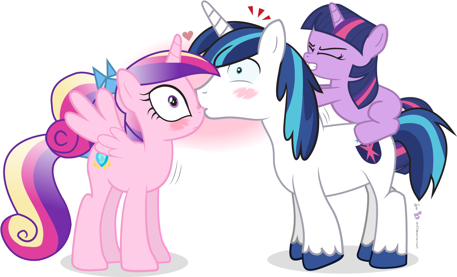 卜b Twilight Sparkle Shining Armor Rainbow Dash Princess - Mlp Shining Armor And Cadence Kissing (1600x1000)