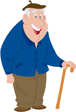 Adultomayor - Abuelo Con Baston Png (400x400)
