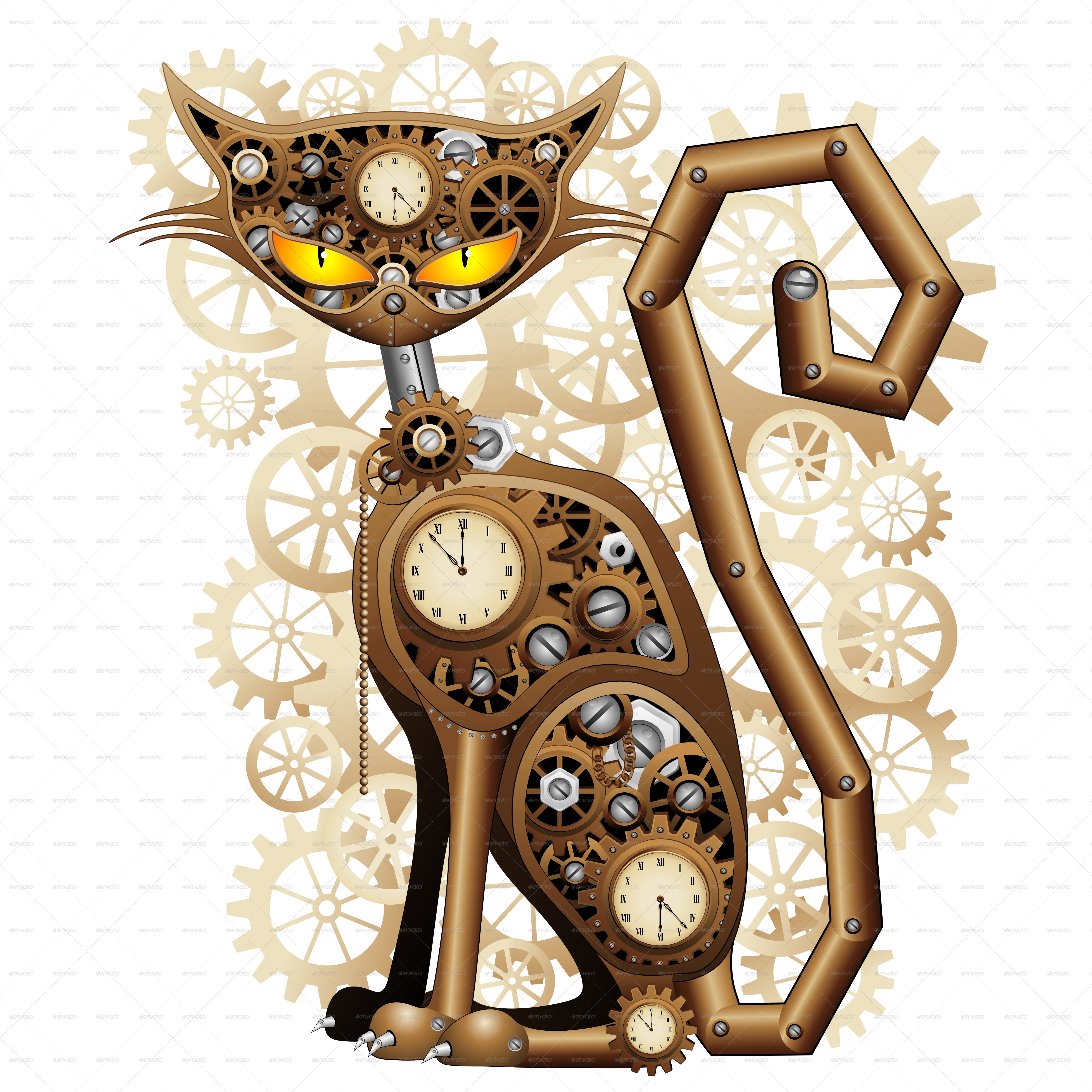 B Steampunk Cat Jpg 900 - Steampunk Cat Png (5000x5000)