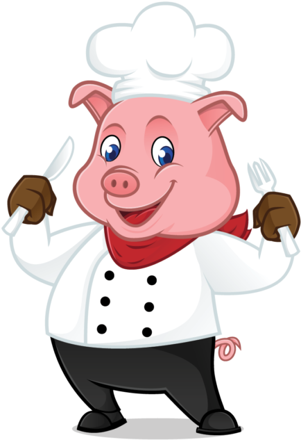 Cute Cartoon Chef Pig Vector Illustration - Chef Pig (668x668)