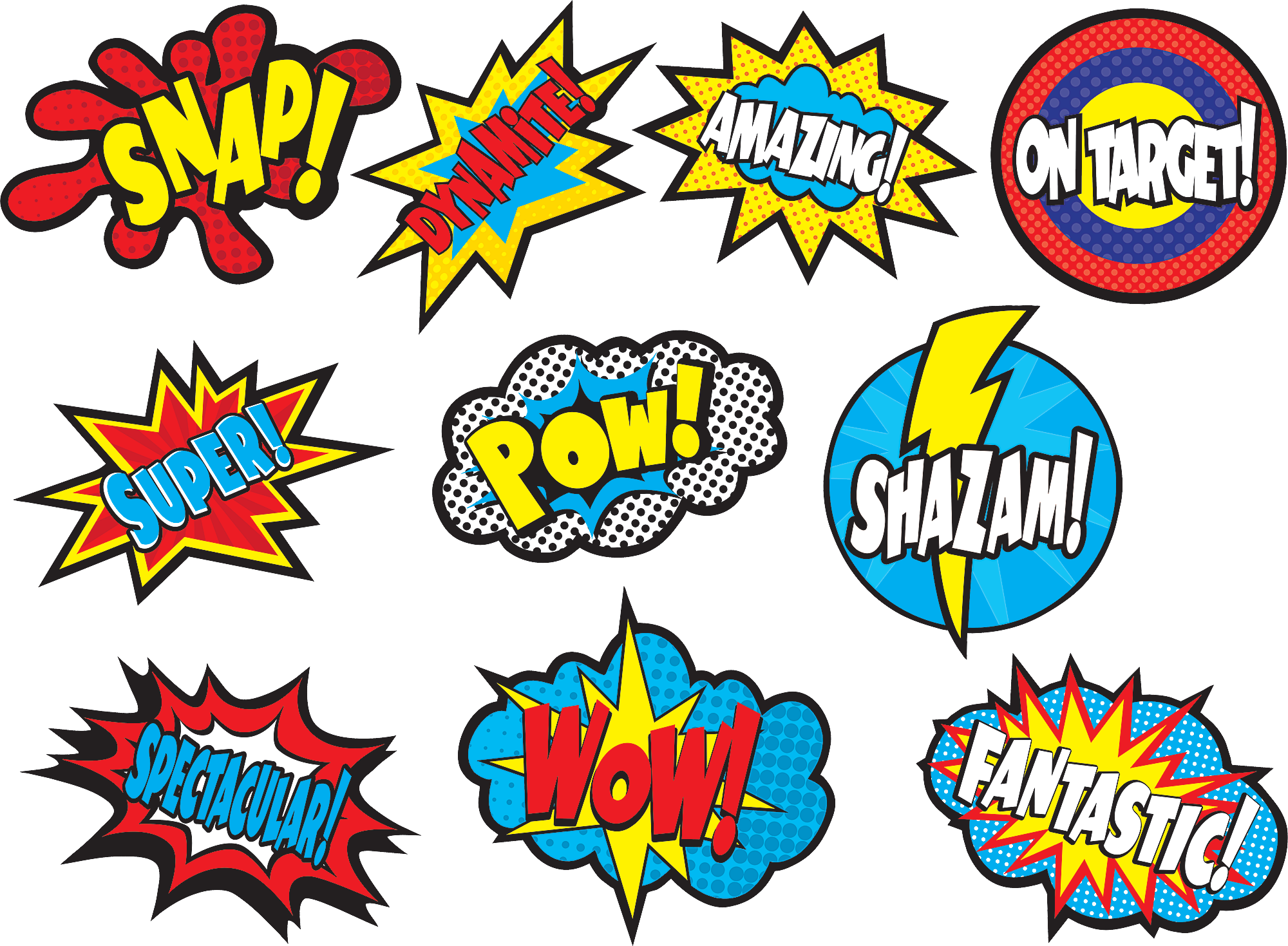 Superhero Cityscape Bulletin Board Display - Superhero Bursts (2000x1469)