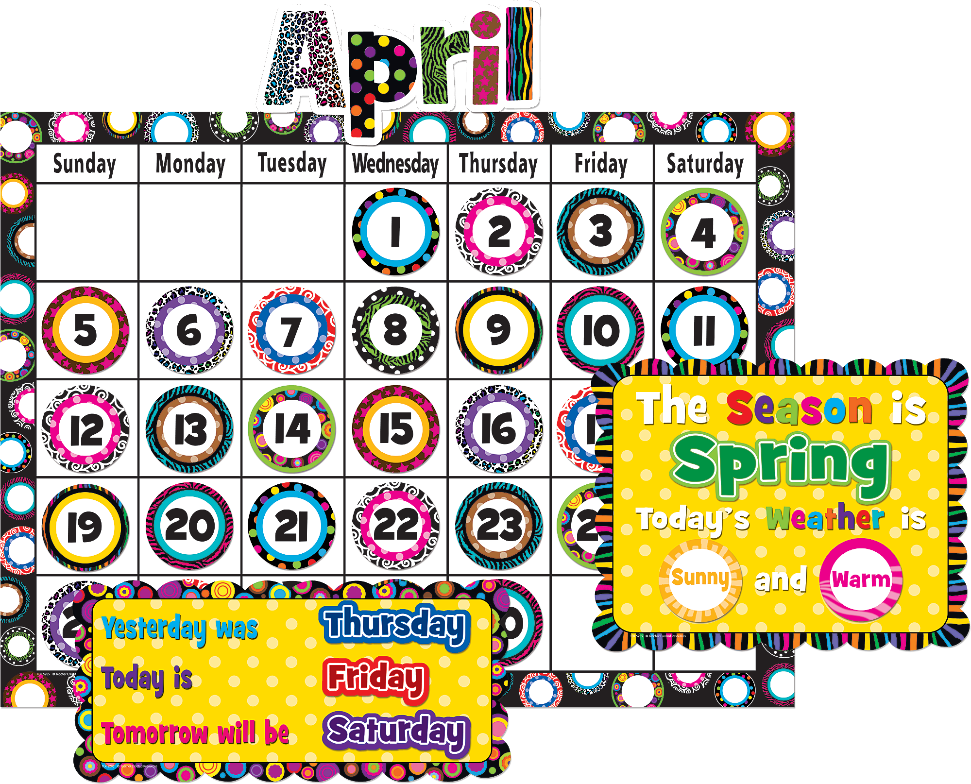 Fancy Circles Calendar Bulletin Board Display Set - Bulletin Board Calendar Sets (2000x2000)