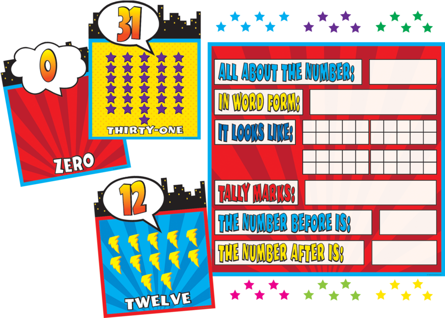 Tcr5843 Superhero Counting 0-31 Bulletin Board Display - Superhero Bulletin Board Set (900x900)
