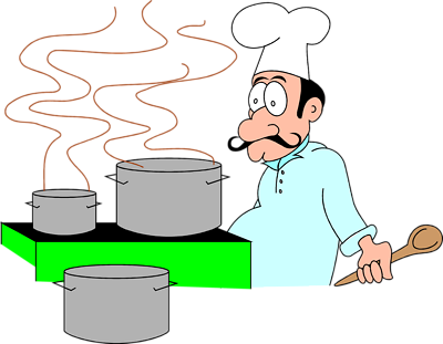 Cartoon Chef [source] - Cartoon Chef At The Stove (400x311)