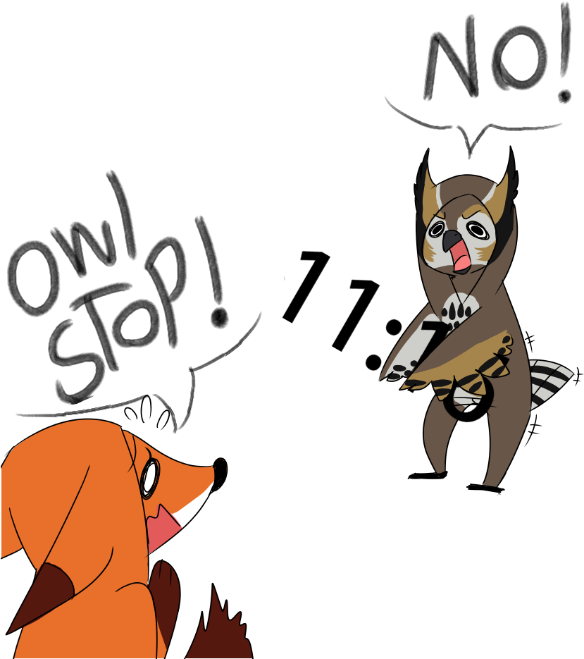 Owl Vs Fox - Cartoon (1000x1000)