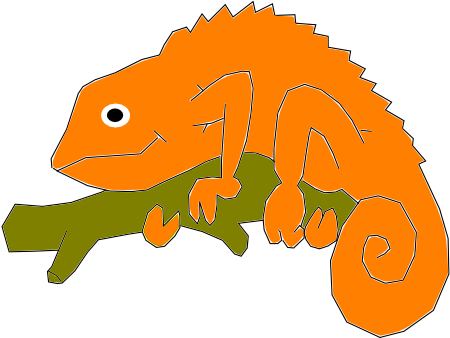 Orange Chameleon Clip Art (600x337)