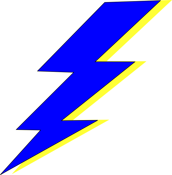 Lightning Bolt Right Svg Clip Arts 588 X 597 Px - Blue And Yellow Lightning Bolt (588x597)