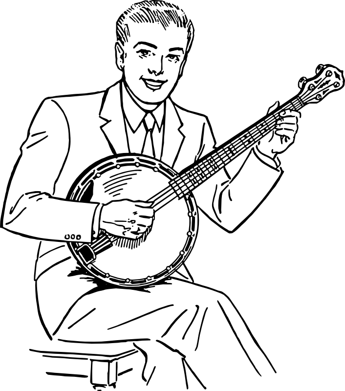 Collection Of Free Music Cliparts - Man Playing A Banjo (706x800)