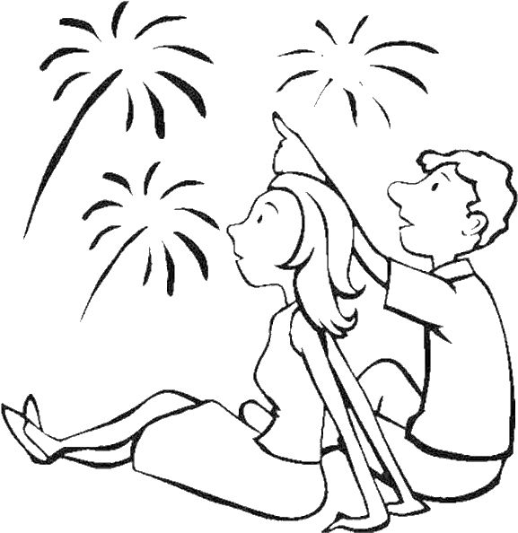 Amazing Fireworks On Independence Day Event Coloring - Da Colorare Fuochi D Artificio (600x603)